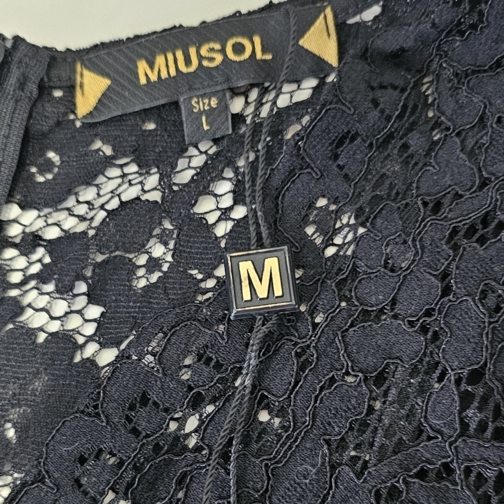 Miusol Formal Bridesmaid Lace V-Neck Coquette Ruffle Black Whimsigoth Maxi Dress - Picture 5 of 7